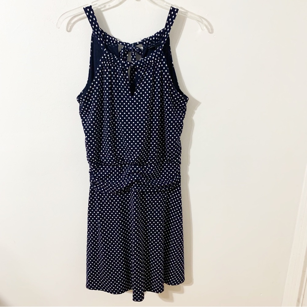 Valarie Bertenelli Polka Dot Sleeveless Dress Key Hole Detail in Front/Back Tie